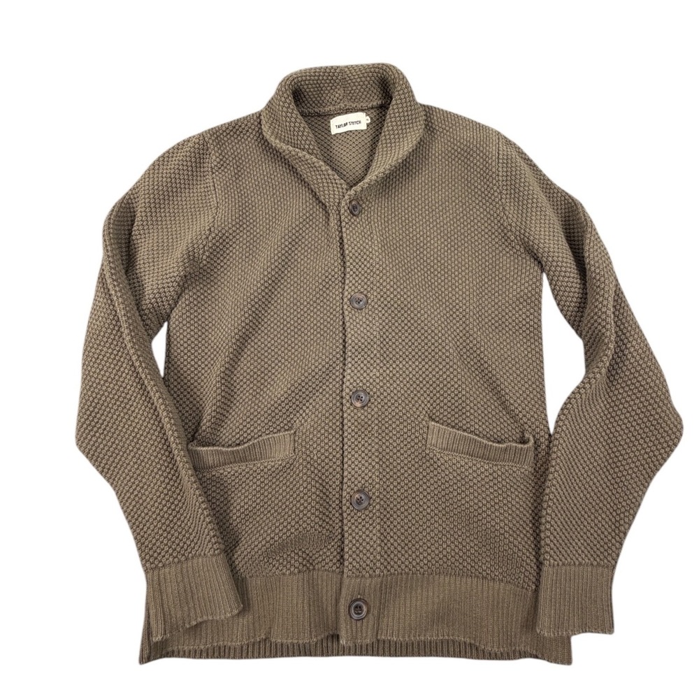 Taylor Stitch Crawford Mens Cardigan Sweater Fisherman Knit Cotton Green 40